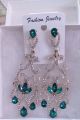 Luxury Emerald Green Chandelier Earrings for Women – Bridal & Party Wear | Zircon Drop Stone Earrings. 