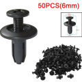 50pcs 6mm Plastic Rivets Black Rivet Fastener Mudguard Bumper Push Pin Clip For Most Car Models Interior Accessories. 