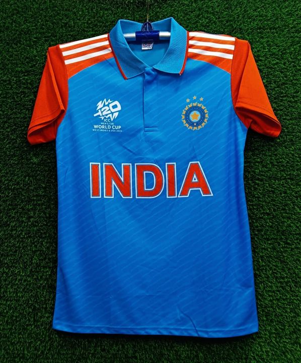 India Cricket World Cup Short  Sleeve Collar  Jersey 2024