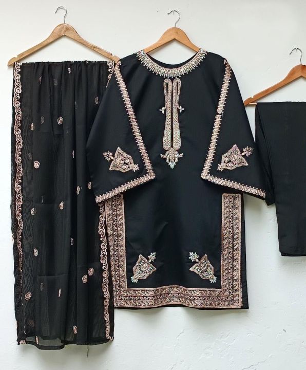 Front%20Neck,%20Sleeves%20And%20Daman%20Embroidery%20Shirt%20with%20Embroidered%20Dupatta%203Piece%20-%20Image%204