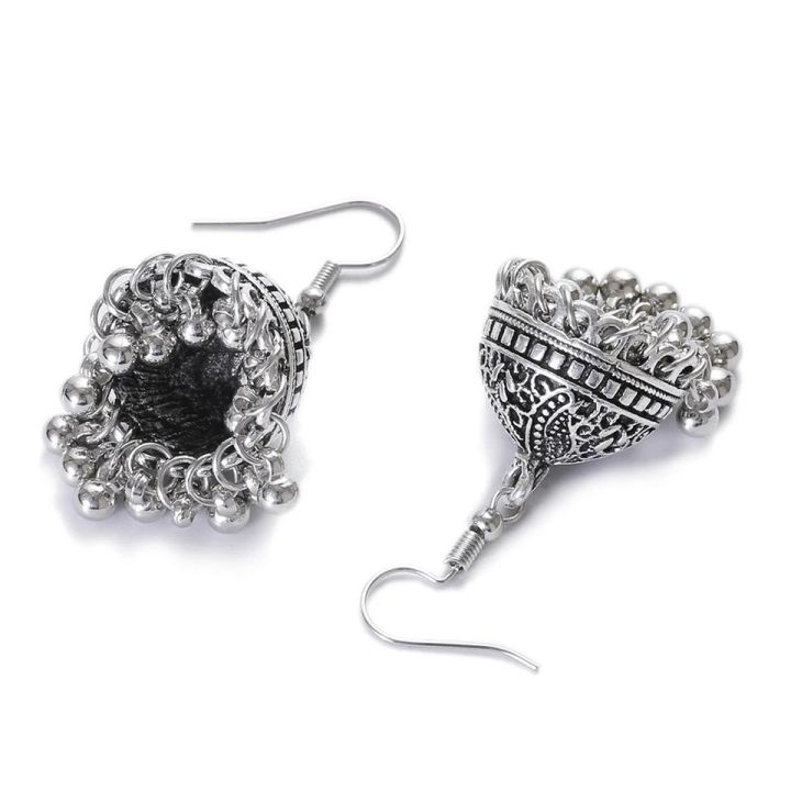 Silver%20Oxidized%20Jhumka%20Earrings%20Bahubali%20Small%20Jhumki%20Classic%20Style%20for%20Piercing%20Studs%20Hoops%20earrings%20woman%20and%20Girls%20-%20Image%205