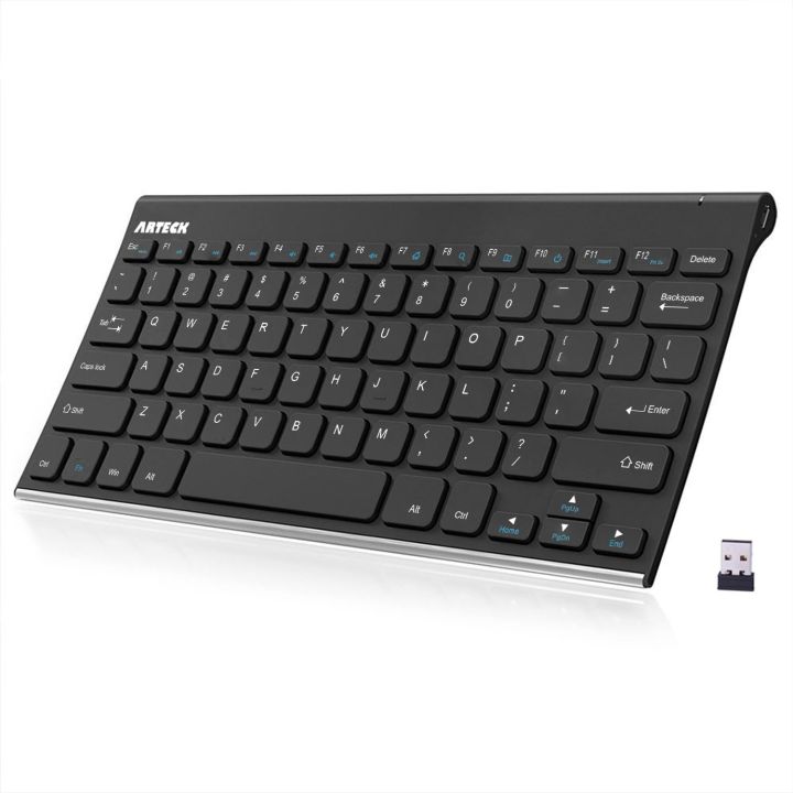 Arteck 2.4G Wireless Keyboard Stainless Steel Ultra Slim Rechargeable - HW086