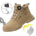 Men Rotating Button Labor Protection Shoes Anti-smash Anti Puncture Safety Shoes Work Boots Steel Toe Shoes Indestructible Shoes.