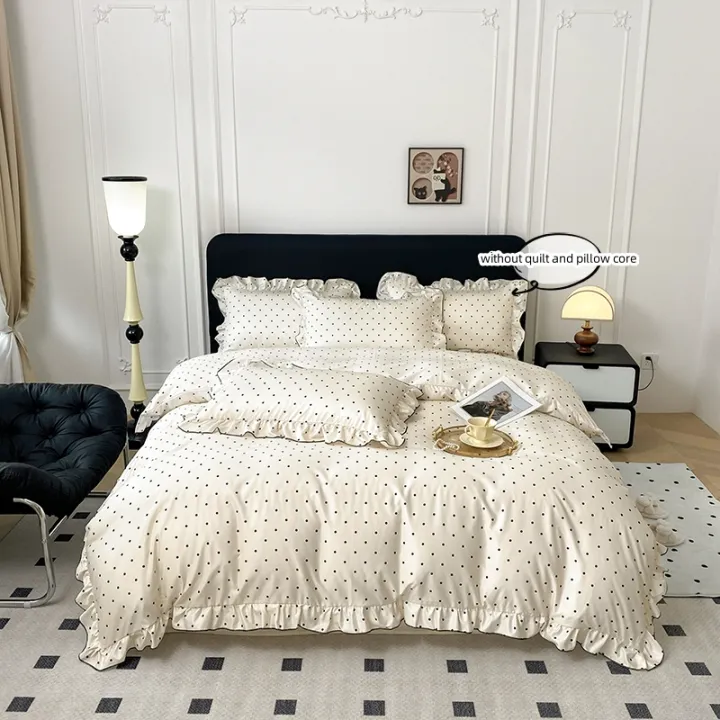 3pcs%20%20Korean%20lace%20Duvet%20Cover%20Set%20(1*Duvet%20Cover%20+%202*Pillowcase,%20Without%20Core),%20Black%20dot%20print%20print%20Bedding%20Set%20-%20Image%206