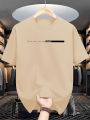 Summer Men's 100% Cotton Casual Loose Fit Large Letter Print Round Neck Short Sleeved T-Shirt Top High Street Unisex Style.