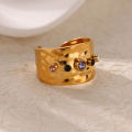 Colorful Zircon Rings For Women Gold Color Stainless Steel Colored Cubic Zirconia Ring Luxury Fashion Wedding Party Jewelry .