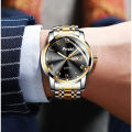 POSHI Stainless Steel Quartz Wrist Watch for Man Luxury Week Date Display Luminous Bracelet Fashion Men's Watch Original Clock. 