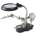 2.5X-5XLED Light Helping Hands Magnifier Soldering Station, Magnifying Glass Stand with Auxiliary Clamp and Alligator Clips. 
