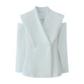 Spring new women's commuting style slim fit with hollowed out design off shoulder long sleeved double breasted suit jacket. 