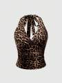 European and American Spring, Summer and Autumn Hot-Selling Leopard Print Casual Large Size Neck Vest. 