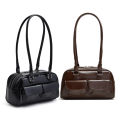 New women's bag fashion niche oil wax leather bowling bag multi-pocket armpit bag commuting handbag single shoulder bag. 