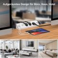 Eu Multi-plug power strip with desktop clamping device pull ring plug 4 USB-A and 2 USB-C ports single-control switch 2 m cable. 