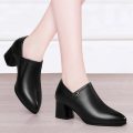 Botas Femininas Women Cute Black Patent Leather Comfort Slip on Ankle Heel Boots Lady Cool Spring Autumn Elegant Heel Shoes A242. 