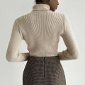 Basic Mock Neck Ribbed Sweaters for Women Cute Sexy Knitted Autumn Winter Warm Fitted Fashion Pullover Sweater. 