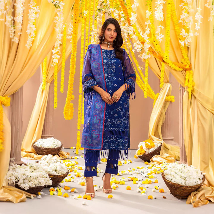 Salitex 3 Piece Unstitched Festive Embroidered Suit for Women (No061)