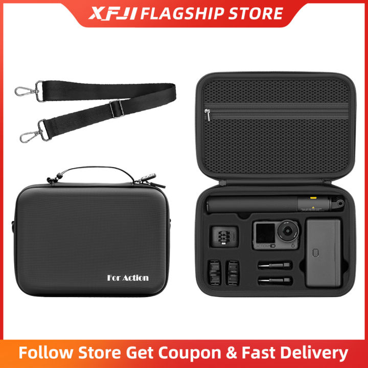 All-in-One Storage Bag for Osmo Action 6 Case Holds Camera Charger Battery Base Selfie Stick Portable Accessories Organizer