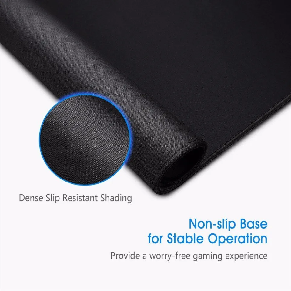 YXLILI Gaming Mouse Pad 10.6x8.3 Inches - Non-Slip Rubber Base With Stitched Edges Black