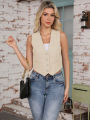 HH Women Fashion Solid Suit Vest Sleeveless Cropped Waistcoat Tops Vests Spring Summer Casual Office Lady Chic Tops. 