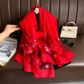Luxury Women Hijab Shiny Lace Scarf Silk Soft Wool Shawls and Wraps Embroidery Flower Thin Scarves Foulard Female Bufanda New. 