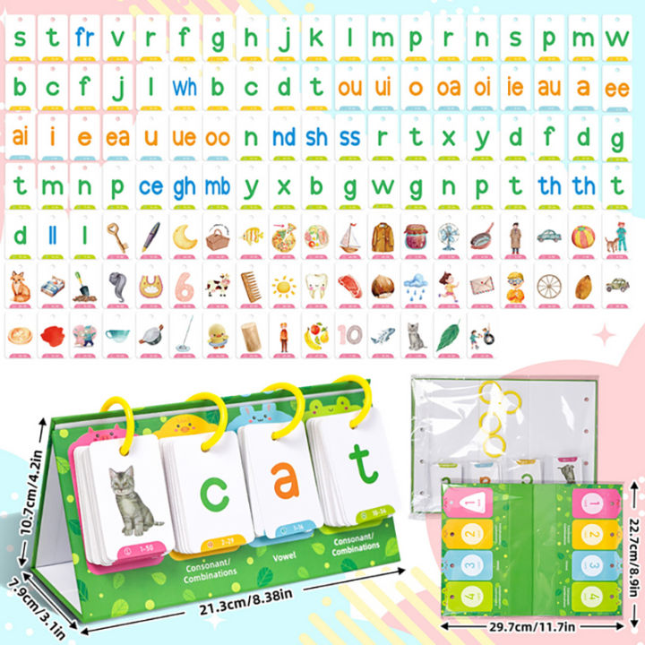 Kids CVC Words Flashcards Phonics Flip Chart - Word Builder Sight Words