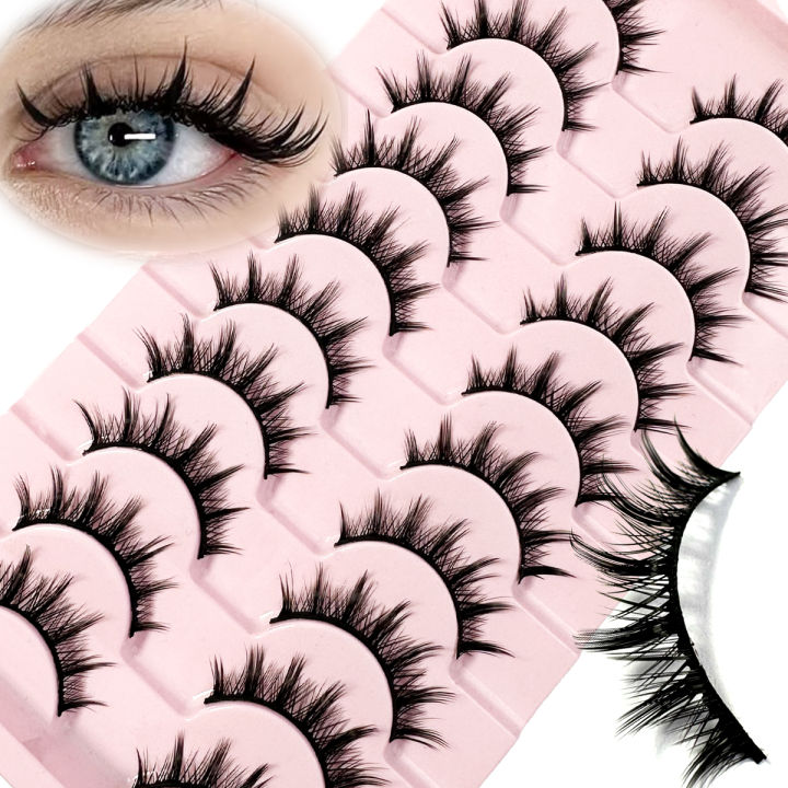 Eyelashes%2010%20Pairs%20Mange%20Lashes%203D%20Cat%20Eye%20Lashes%20Faux%20Mink%20Lashes%20Natural%20Fluffy%20False%20Eyelashes%20Wispy%20Makeup%20Tools%20-%20Image%203