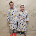 Boy and Girls Flannel Pajamas Robe Autumn and Winter Children Sleepwear Soft Hooded Kids Homewear 2-8 Years.