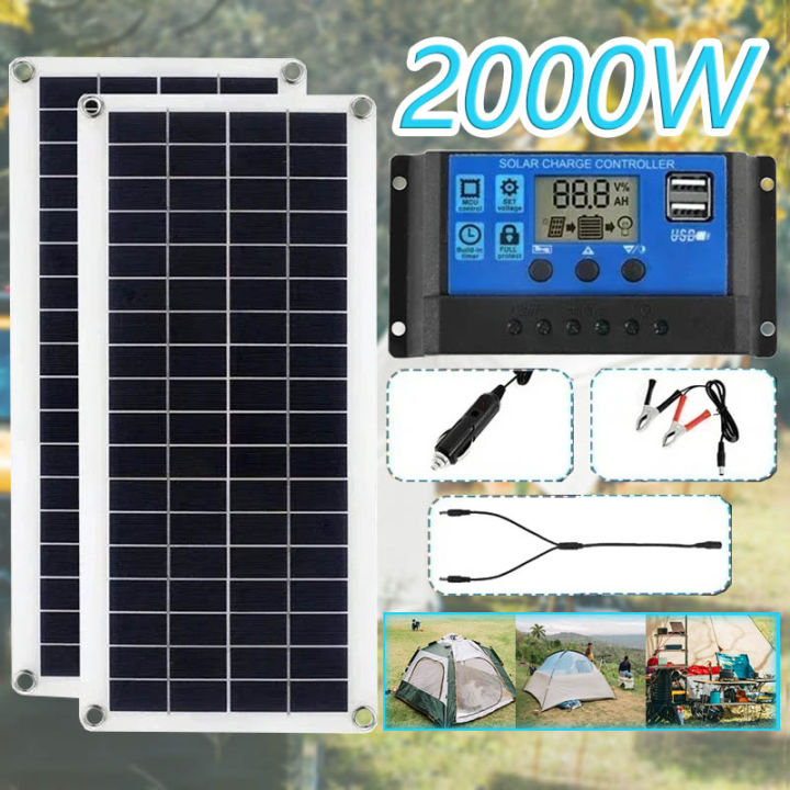 Solar Kit 1000W Solar Panel 12V 10A-100A Controller Solar Panel RV Cell Car Charger Outdoor Battery Supply for Phone Camping