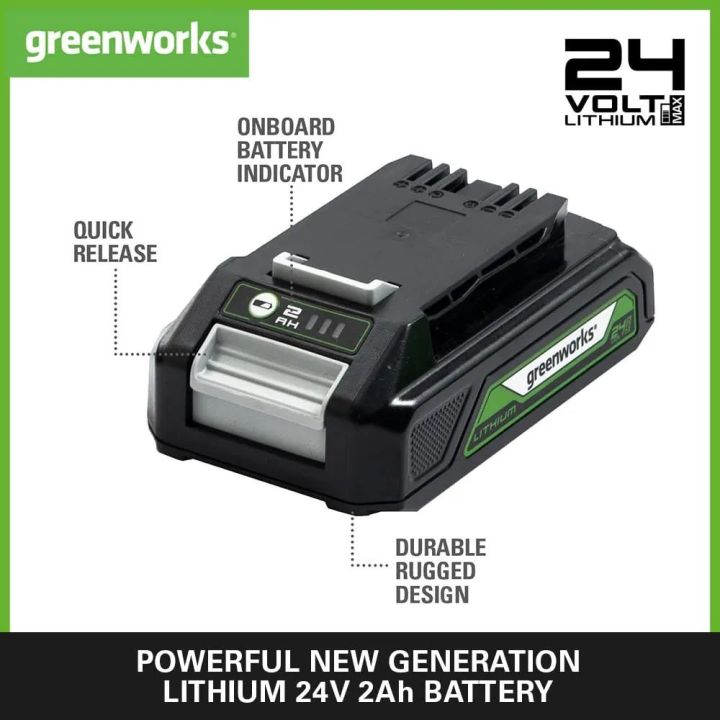 Greenworks%2024V%20Battery.%20Original%20Greenworks%2024V%20Power%20Supply%202Ah%20Powerful%20Lithium-Ion%20Battery%20-%20Image%202