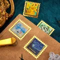 1 Pc Vintage Painting Golden Metal Bookmark Square Wavy Border Shape Thank You Gifts For Writers Teachers Friends Book Lovers. 