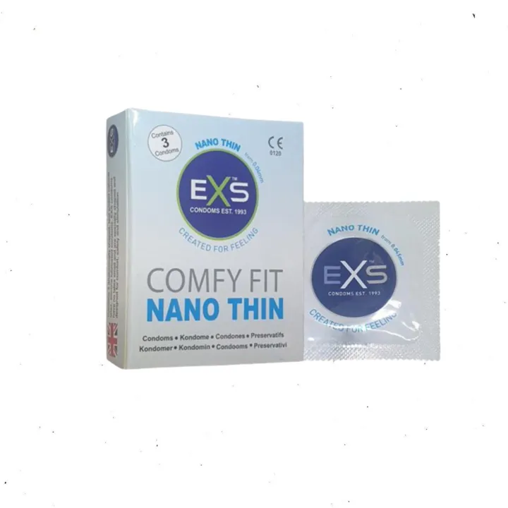 EXS Comfy Fit Nano Thin Condom | 3pcs Pack Condom for Men | Product of England