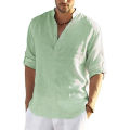 New Men's Casual Blouse Cotton Linen Shirt Loose Tops Long Sleeve Tee Shirt Spring Autumn Casual Handsome Men's Shirts.