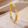 Gold Plated Bangle Bracelet for Women Open Adjustable Stainless Steel Cuff Bracelets Vintage Jewelry free shipping item pulseras. 