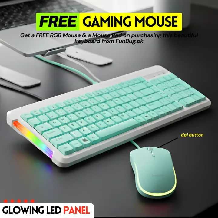 FunBug%20Waterproof%20Gaming%20Keyboard%20and%20Mouse%20Combo%20with%20RGB%20Side%20LED%20Panel%20-%20Mechanical%20Feeling%20Wired%20Keyboard%20&%202400%20DPI%20Mouse%20with%20FREE%20Mouse%20Pad%20for%20Pubg%20Mobile,%20Laptop,%20PC%20Computer%20-%203%20in%201%20Gaming%20Bundle%20-Black,%20White,%20Green%20-%20Image%204