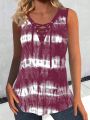 Plus Size 1XL-5XL Women Fashion Round Neck Tie Dye Print Sleeveless Tank Tops Ladies Casual Summer Tops Tank. 