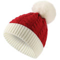 Unisex Winter Red And Green Patchwork Pompoms Knit Hat Christmas Hat For Women Men Christmas Gift. 