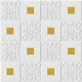 3D Peel & Stick Foam Wall Panels, 6 Sheets Cover 30 sq feet, Self Adhesive Decorative Wallpaper for Living Room Wall Decoration, Gold. 
