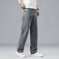 Summer Ultra-thin Lyocell Men's Jeans Drape Soft Fabric Loose Straight Casual Denim Pants Elastic Ice Silk Male Trousers. 