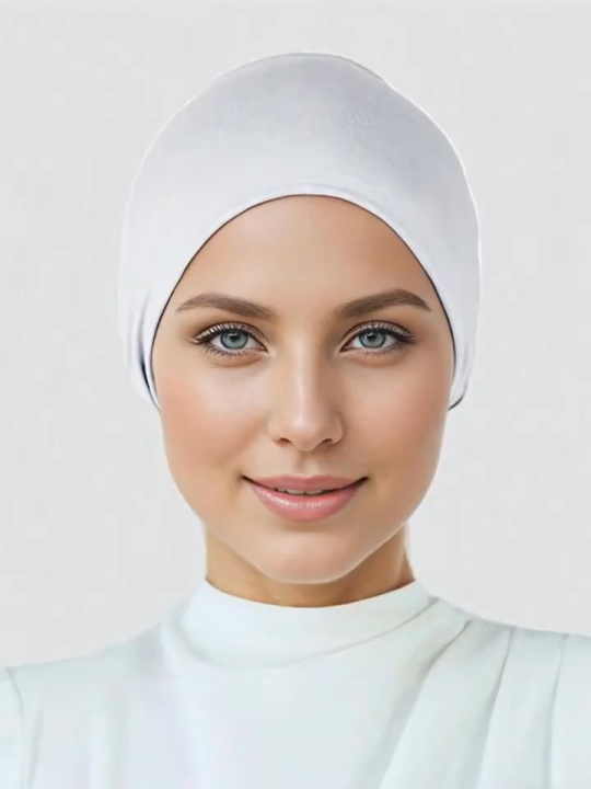 Pack of 2 Adjustable Elastic Hijab scarf, Elegant Sporty Base Cap, Non-Slip, Breathable Polyester, Solid Colors , Headscarf Inner Hijab Caps