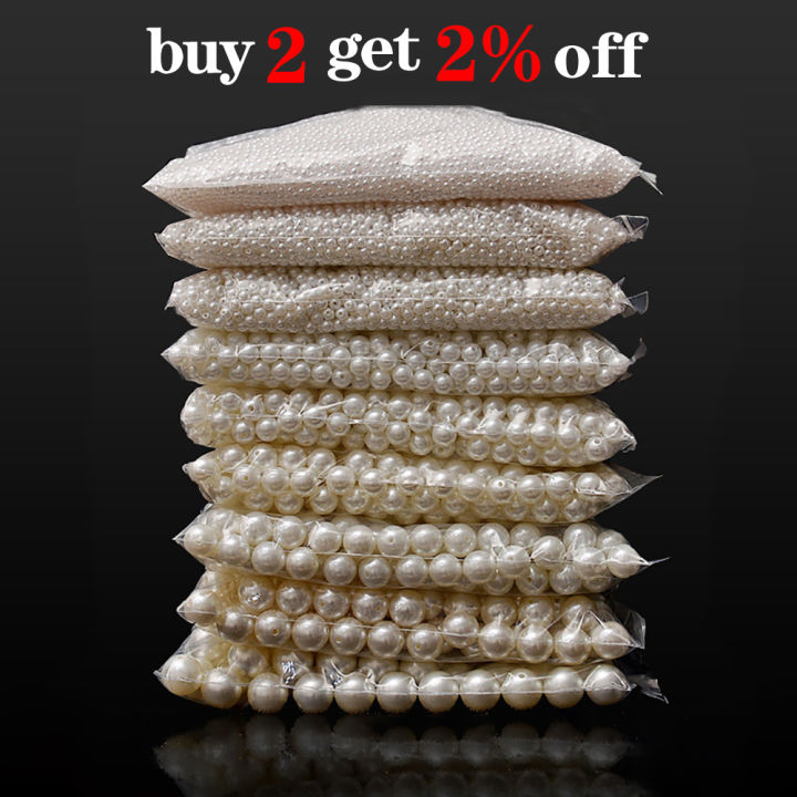 10-1000pcs/lot%203-20mm%20Straight%20Holes%20Acrylic%20Imitation%20Pearl%20Beige%20Bracelet%20Round%20Beads%20For%20DIY%20Craft%20Jewelry%20Making%20Supplies%20-%20Image%203