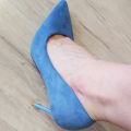Women 9cm High Heels Pumps Stripper Flock Suede Plus Size Escarpins Lady Wedding Bridal Heels Escarpins Green Blue Yellow Shoes. 