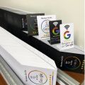 13.56Mhz programmable Google Review Card NFC station table NFC Google Reviews display bending card standing brand bracket. 