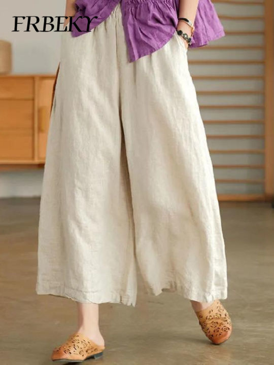 Women's Pants Summer Nine-point Wide Leg Pants Casual Loose Street Straight Pants Oversize Trousers Korean Fashion Streetwear