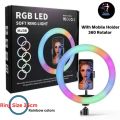 RGB Ring Light MJ 36CM 14.1 inch-With mobile holder-video beauty fill light- Best ring light with beautiful result- (stand not included). 