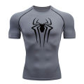 Spider Print Compression Shirts for Men Summer Short Sleeve Rash Guard Gym Workout Tshirt Athletic Quick Dry Undershirts Tops. 