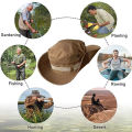 Unisex Sun Hat for Outdoor Fishing Hiking Hunting UV Protection Breathable Foldable Adjustable Chin Strap Wide Brim Boonie Hat.