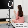 12-Inch LED Ring Light with Adjustable Tripod Stand & Phone Holder for Makeup, Photography, Video Recording, and Live Streaming.
