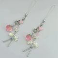 Pink Cute Peach Phone Charms Pendant Cute Bowknot Bead Handmade Sweet Girl Keychain For iPhone Camera Chain Love Heart Jewelry. 