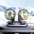 Universal Dual Head 12V Car Dashboard Cooling Fan with 360° Rotation and Two-Speed Control. 