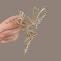 Metal Hair Claw Clip For Shiny Rhinestone Crystal Little Angel Headwear Hairpin Girl Ponytail Claws Clips Elf Hairs Accessories.