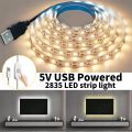 5V 2835 LED Strip Light White Warm White Flexible Cuttable Adhesive Tape for TV Backlight DIY Cabinet Shelf Home Decor Lighting. 